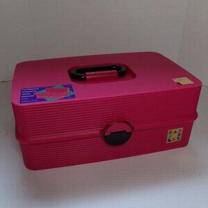 Vintage Caboodles Jewelry Makeup Case Travel Box Container 3 Tier 4 Tray Pink